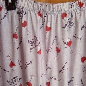 Wine Glass Print Pajama Pants